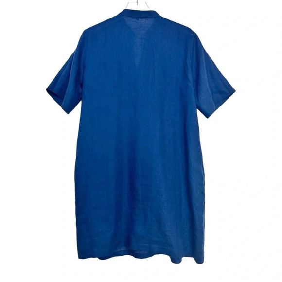 MARVIN BROWNE LONDON Spitalfields Navy Blue‎ Linen Shift Dress Pockets L - Picture 8 of 12